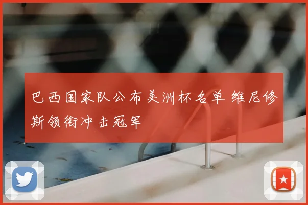 巴西国家队公布美洲杯名单 维尼修斯领衔冲击冠军